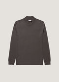 Men's Long Sleeve Brushed Cotton Mock Neck T-shirt in Anthracite
