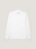Men's Long Sleeve Brushed Cotton Mock Neck T-shirt in White