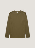 Men's Long Sleeve Heavyweight Jersey T-shirt in Deep Olive