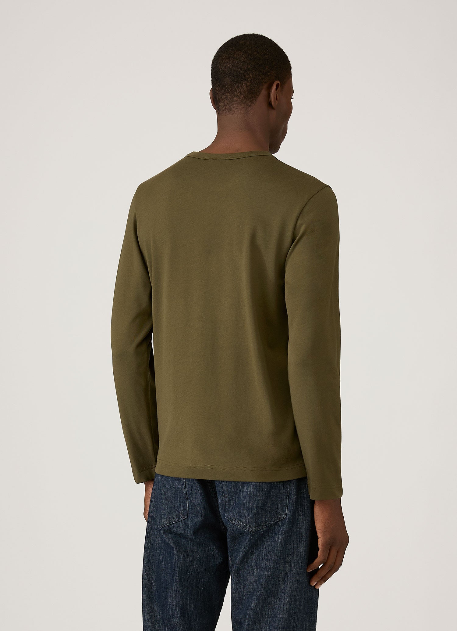 Men's Long Sleeve Heavyweight Jersey T-shirt in Deep Olive