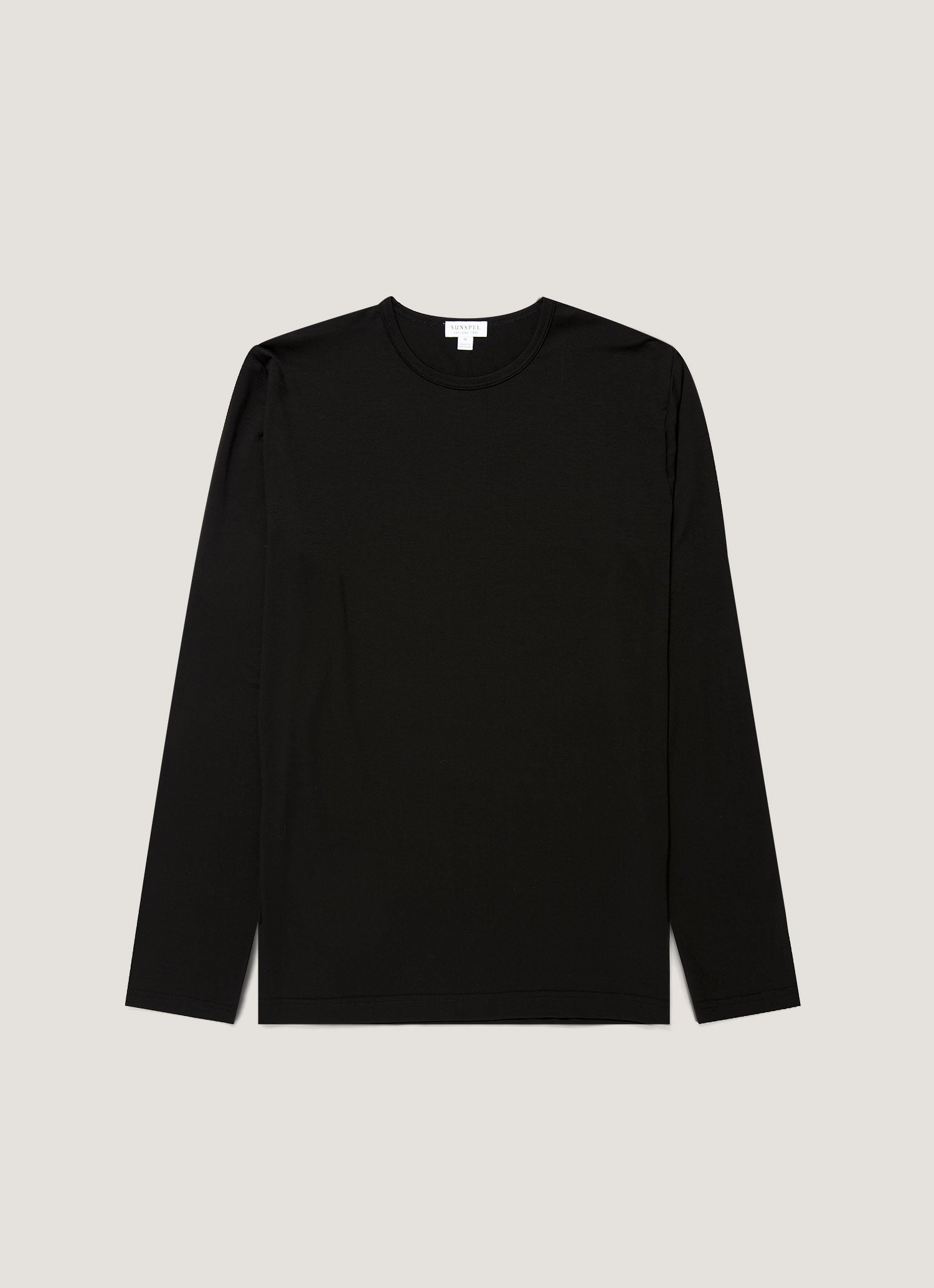 Men's Long Sleeve Tencel™ T-shirt in Black | Sunspel