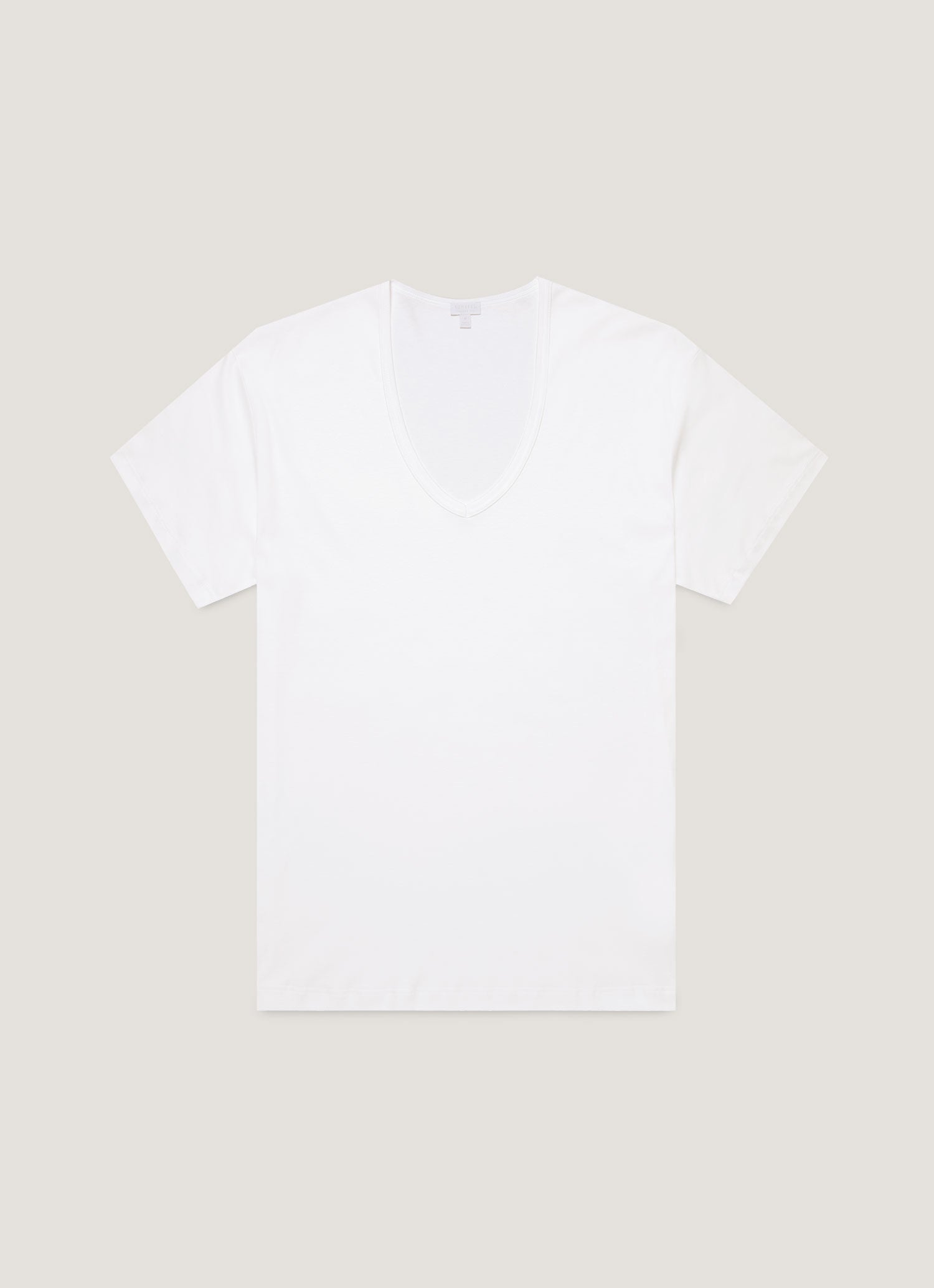 Men's Sea Island Cotton V-neck Underwear T-shirt in White | Sunspel