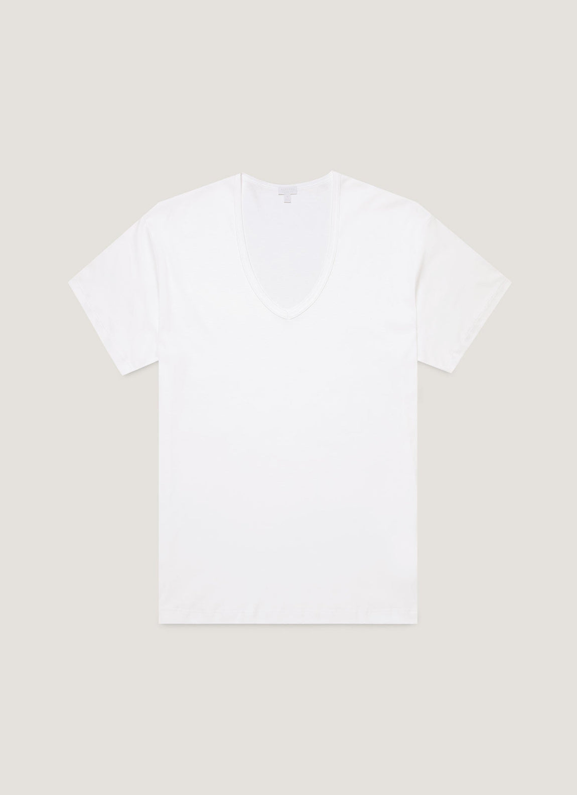 Men's Sea Island Cotton V-neck Underwear T-shirt in White