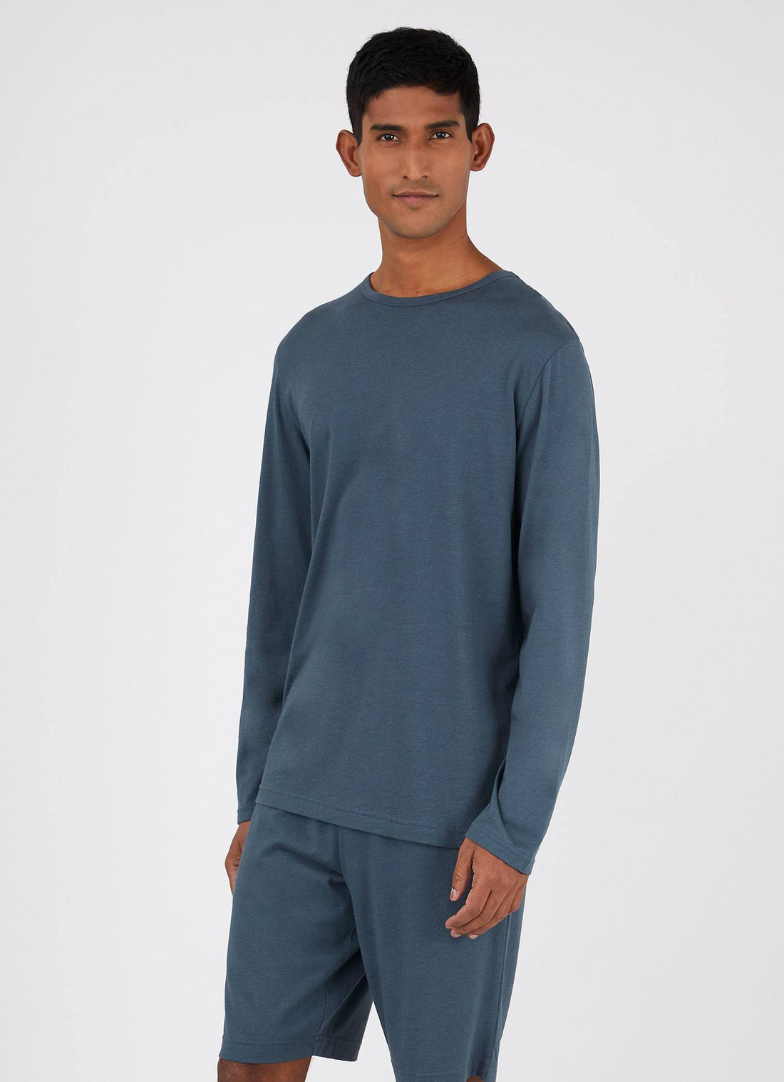 Men's Cotton Modal Lounge Long Sleeve T-shirt in Dark Petrol