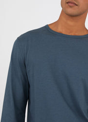 Men's Cotton Modal Lounge Long Sleeve T-shirt in Dark Petrol