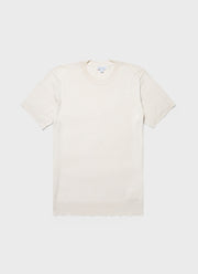 Men's Fine Rib Silk Cotton T-shirt in Ecru