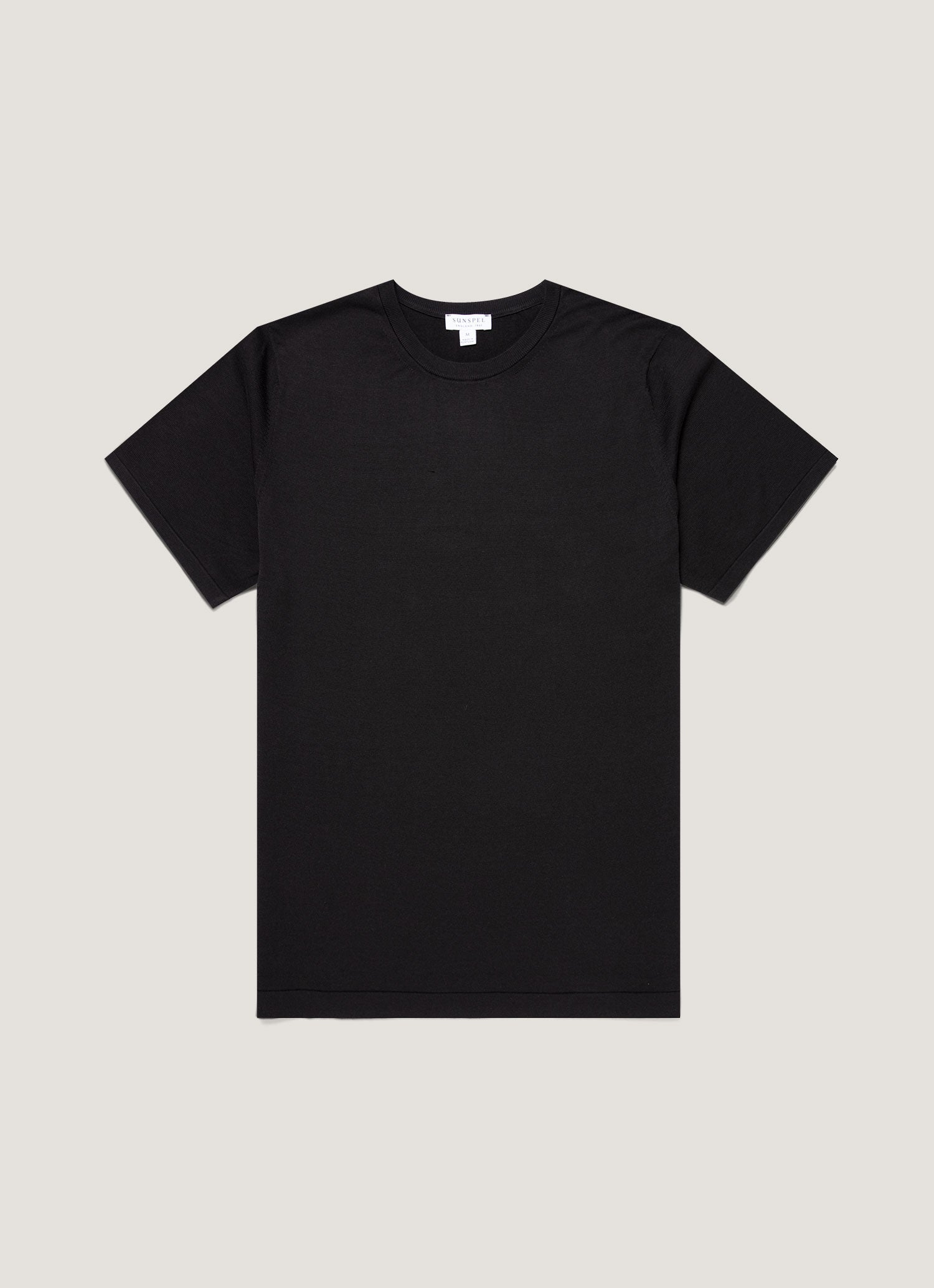 SNB RJB T-shirt（BLACK）（サイズ：XL） Men's Sea Island Cotton Knit T-shirt in Black | Sunspel