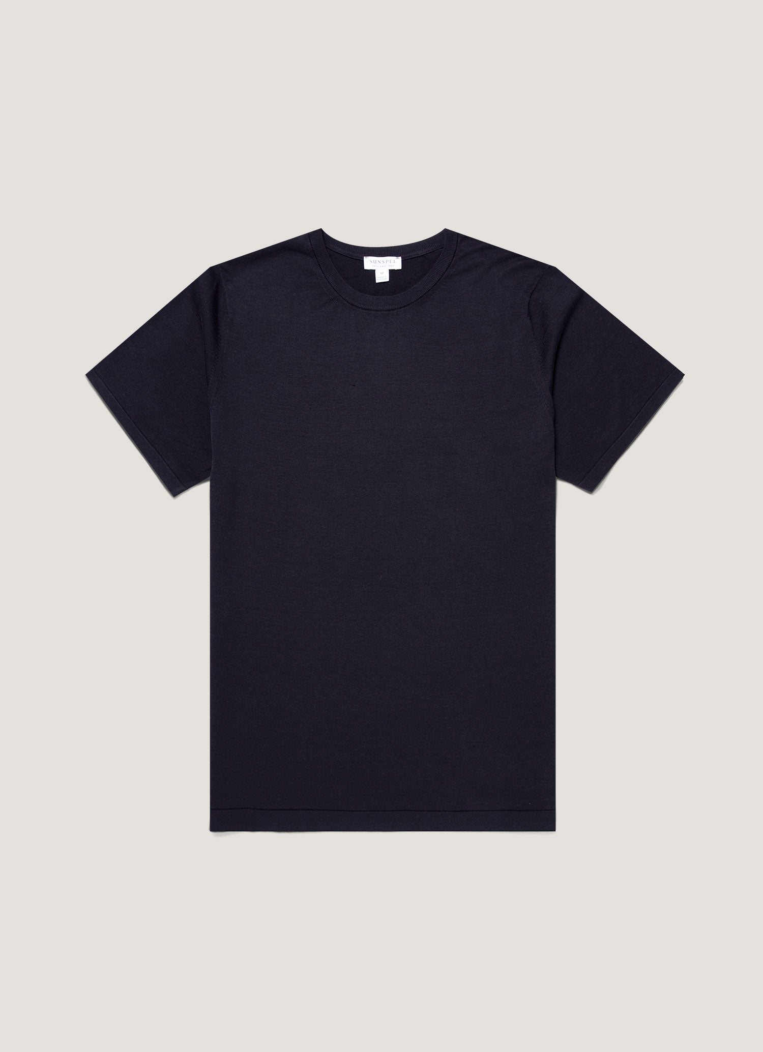Men's Sea Island Cotton Knit T-shirt in Light Navy | Sunspel