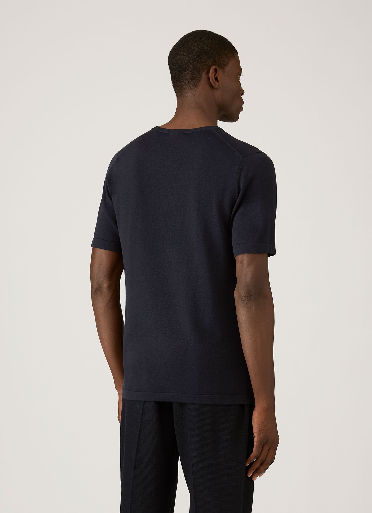 Men's Sea Island Cotton Knit T-shirt in Light Navy | Sunspel