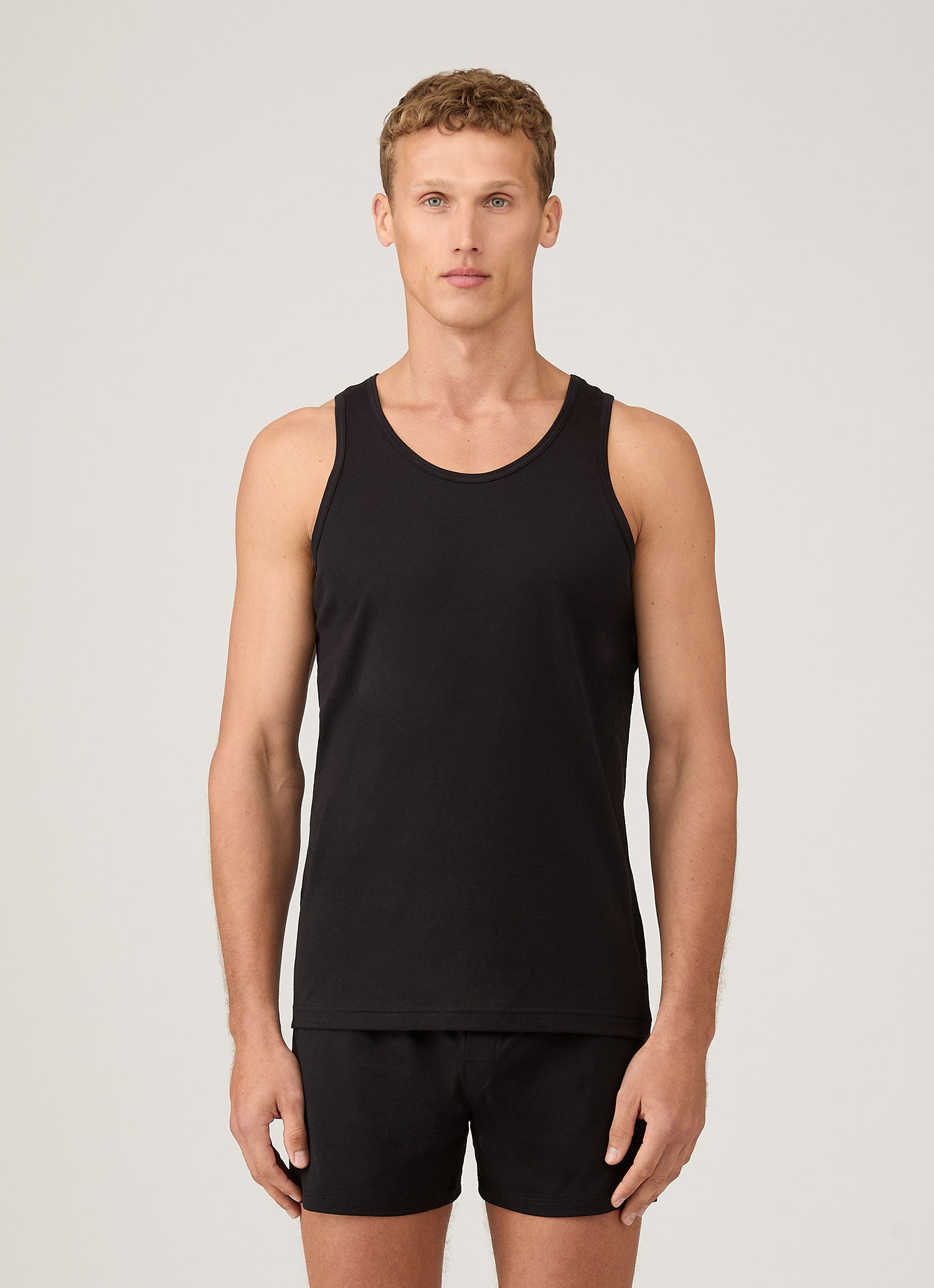 Men's Superfine Cotton Underwear Vest in Black | Sunspel Men's Superfine Cotton Underwear Vest in Black | Sunspel