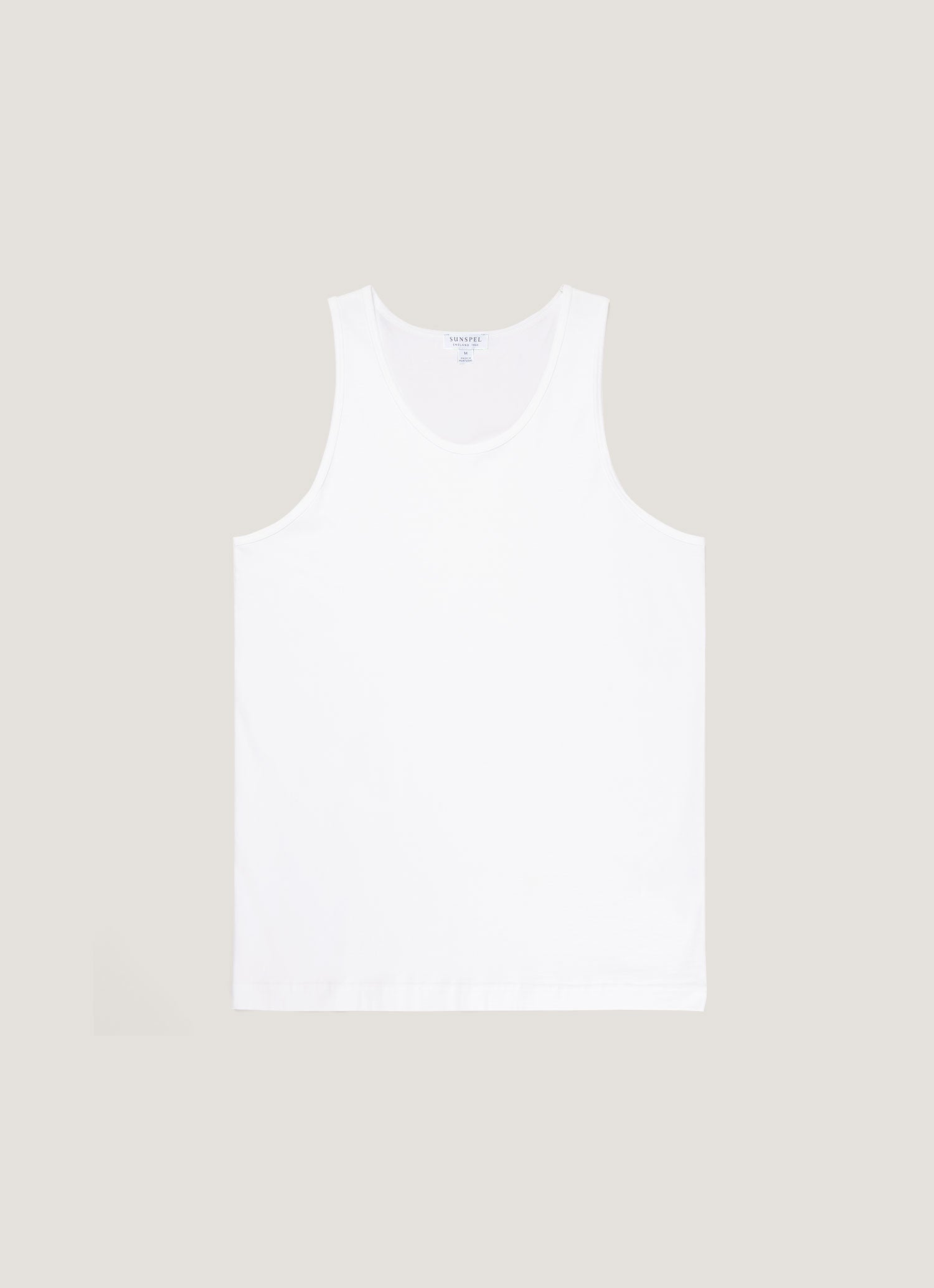 Men's Superfine Cotton Underwear Vest in White | Sunspel