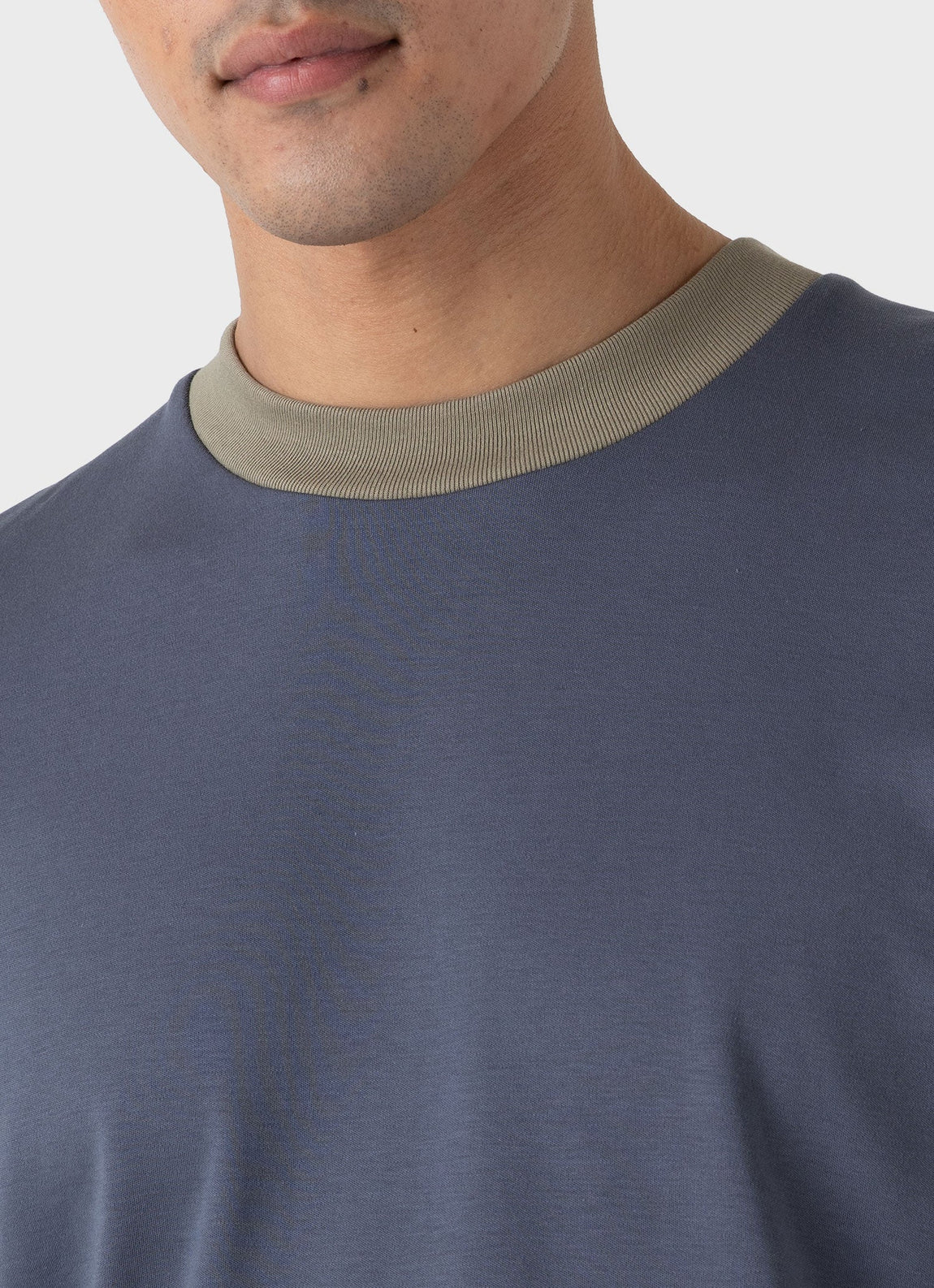 Men's Sunspel x Nigel Cabourn Carbon Brushed T-shirt in Slate Blue