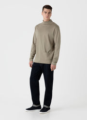 Men's Sunspel x Nigel Cabourn Carbon Brushed Roll Neck in Earth