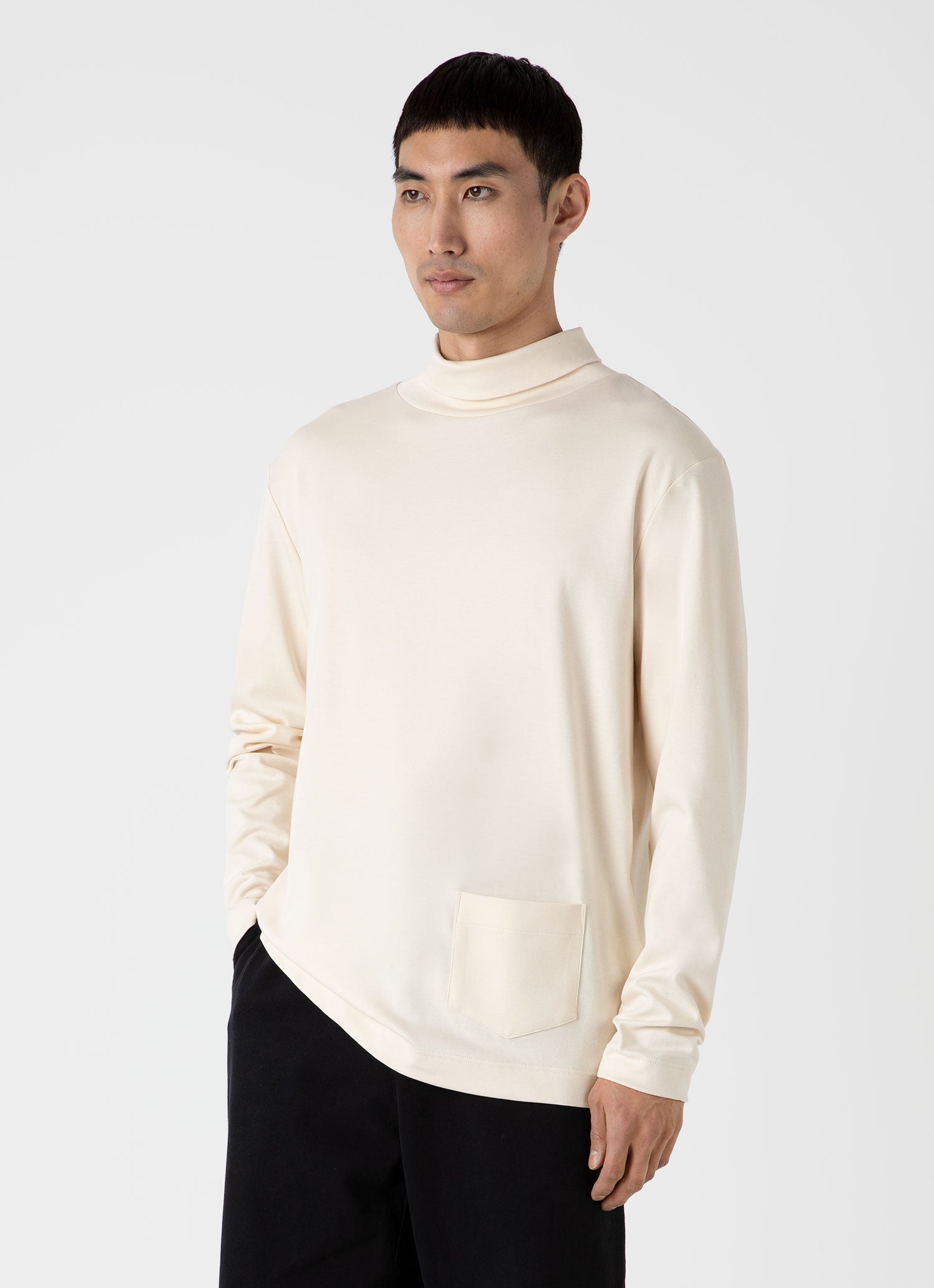 Men's Sunspel x Nigel Cabourn Carbon Brushed Roll Neck in Undyed