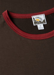 Men's Sunspel x Paul Weller Ringer T-shirt in Dark Brown