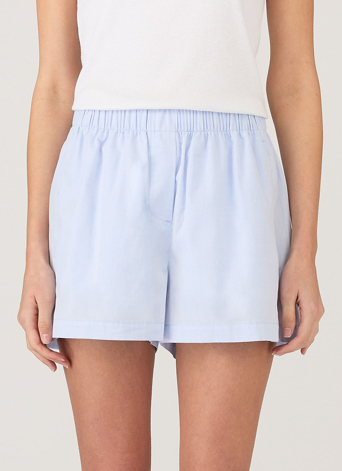 Women's Relaxed Poplin Boxer Short in Pastel Blue