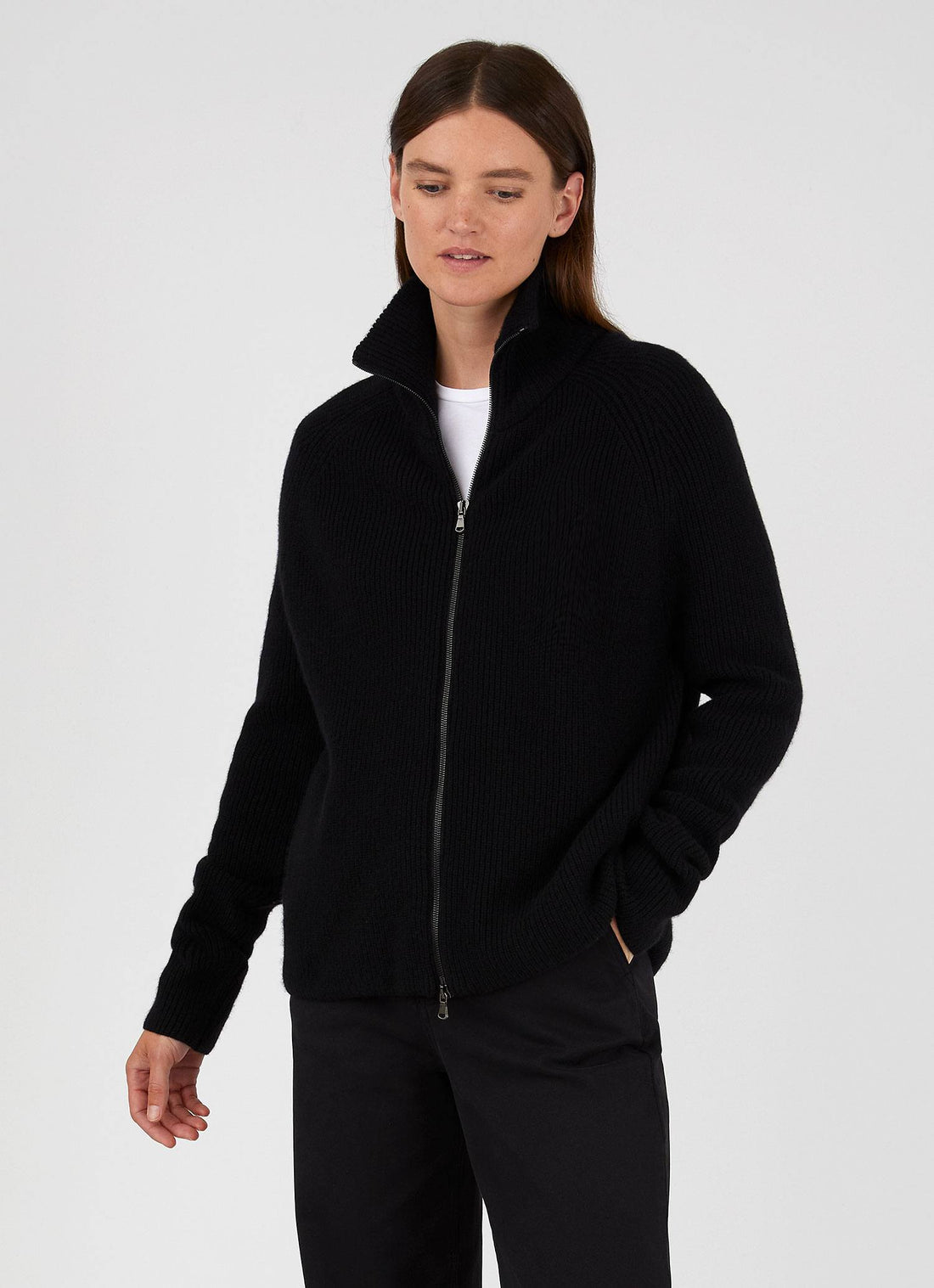 Women's Zip Knit Jacket in Black