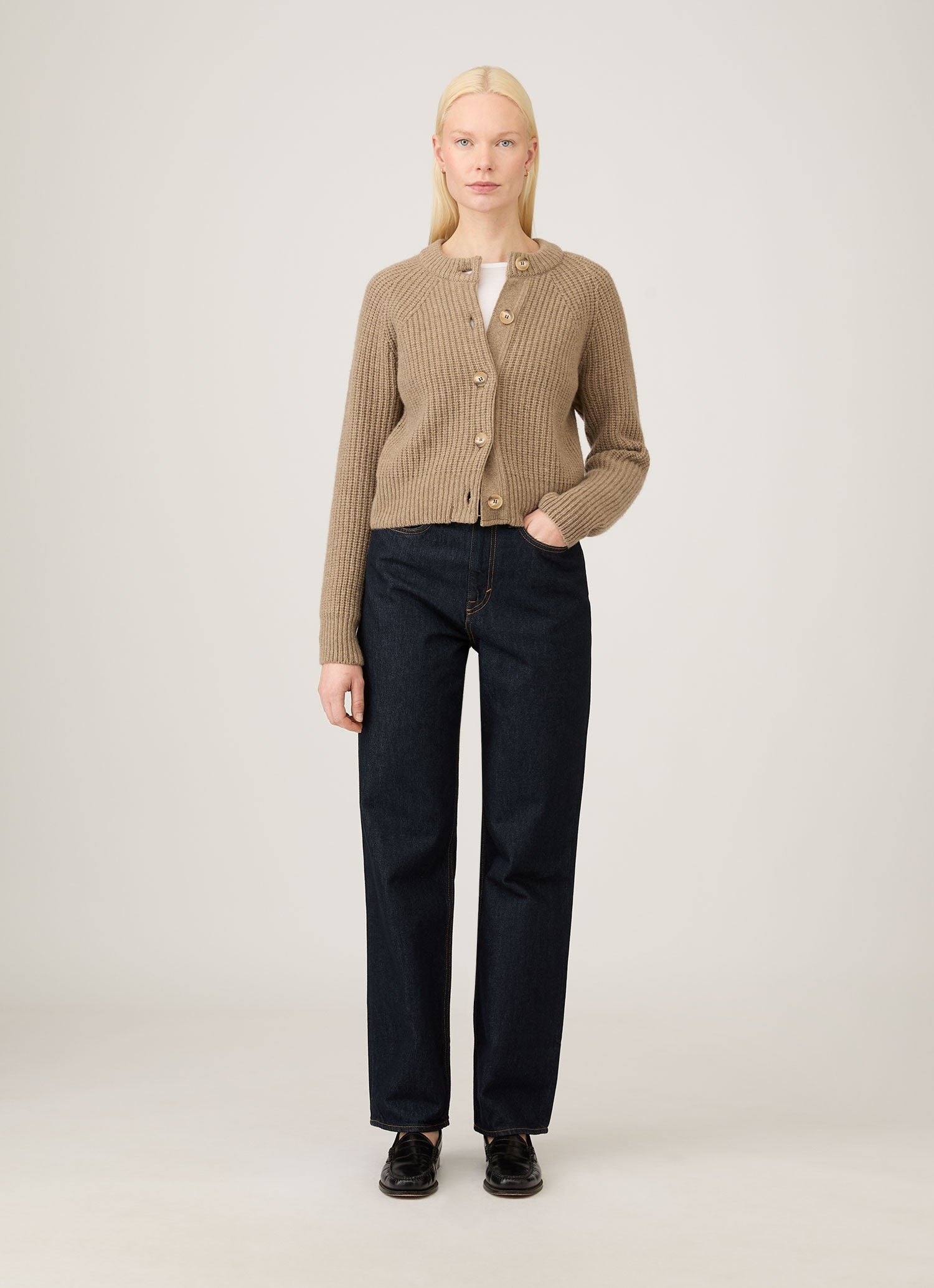 SUNSPEL WOMEN’S HALF CARDIGAN COTTON Women's Luxury Knitwear | Sunspel