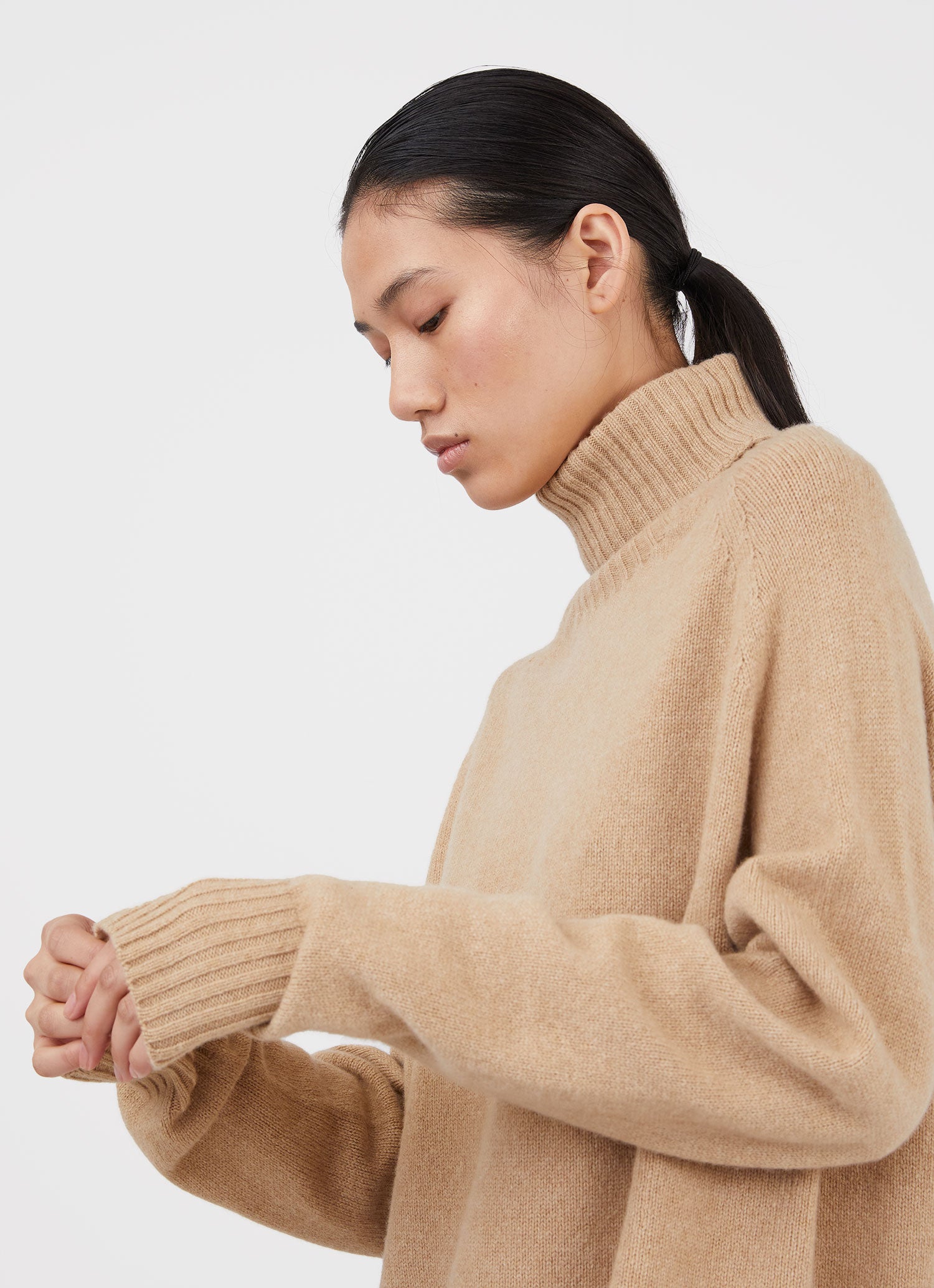 Roll neck camel clearance jumper