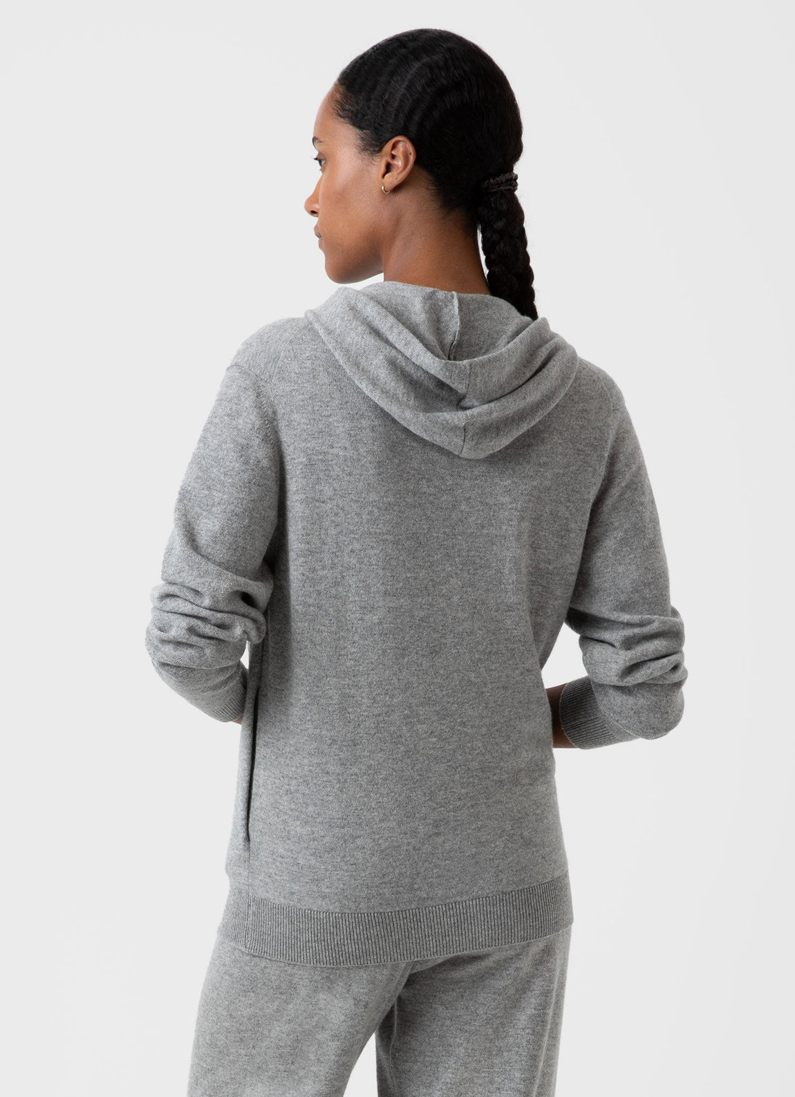 Women's Cashmere Zip Hoodie in Grey
