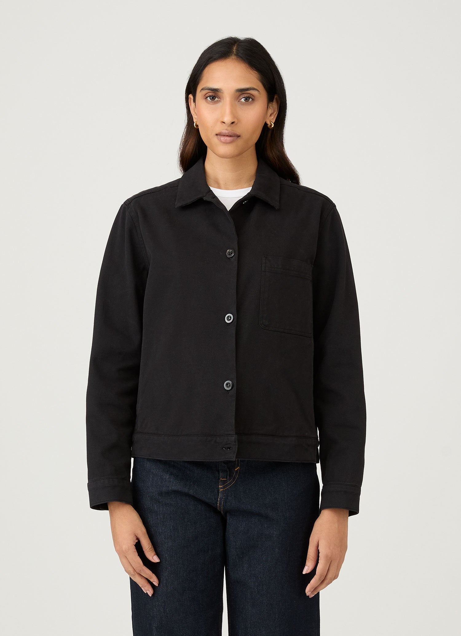 Women's Chore Jacket in Black | Sunspel