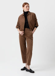 Women's Corduroy Boxy Jacket in Dark Camel