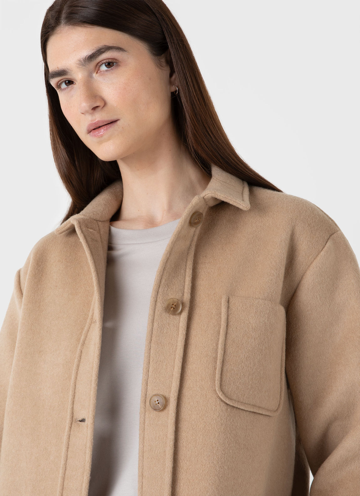 Women's Double Faced Twin Pocket Jacket in Light Camel