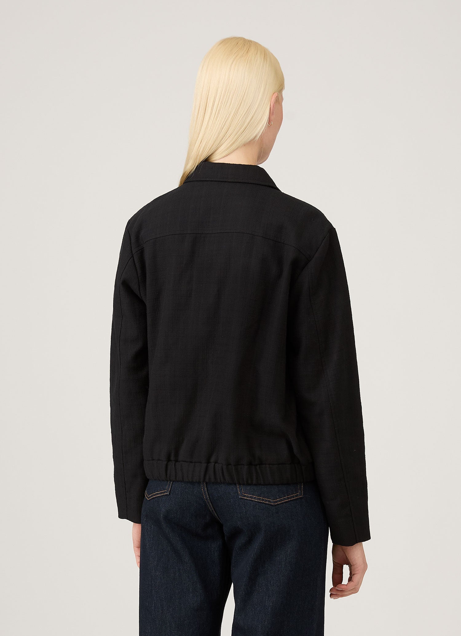 Women's Cotton Raffia Bomber Jacket in Black | Sunspel
