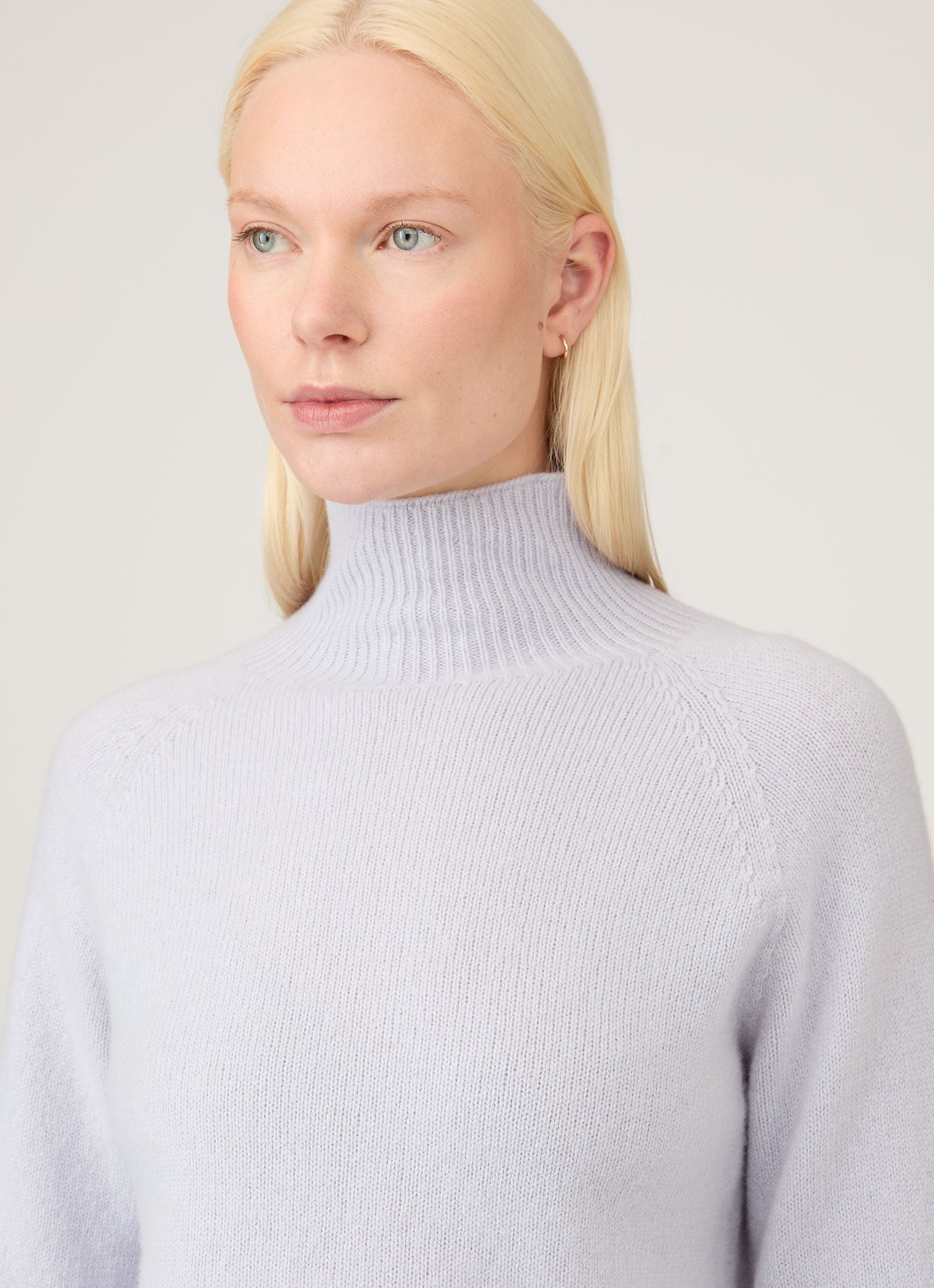 Women's Lambswool Funnel Neck Jumper in Ice Blue