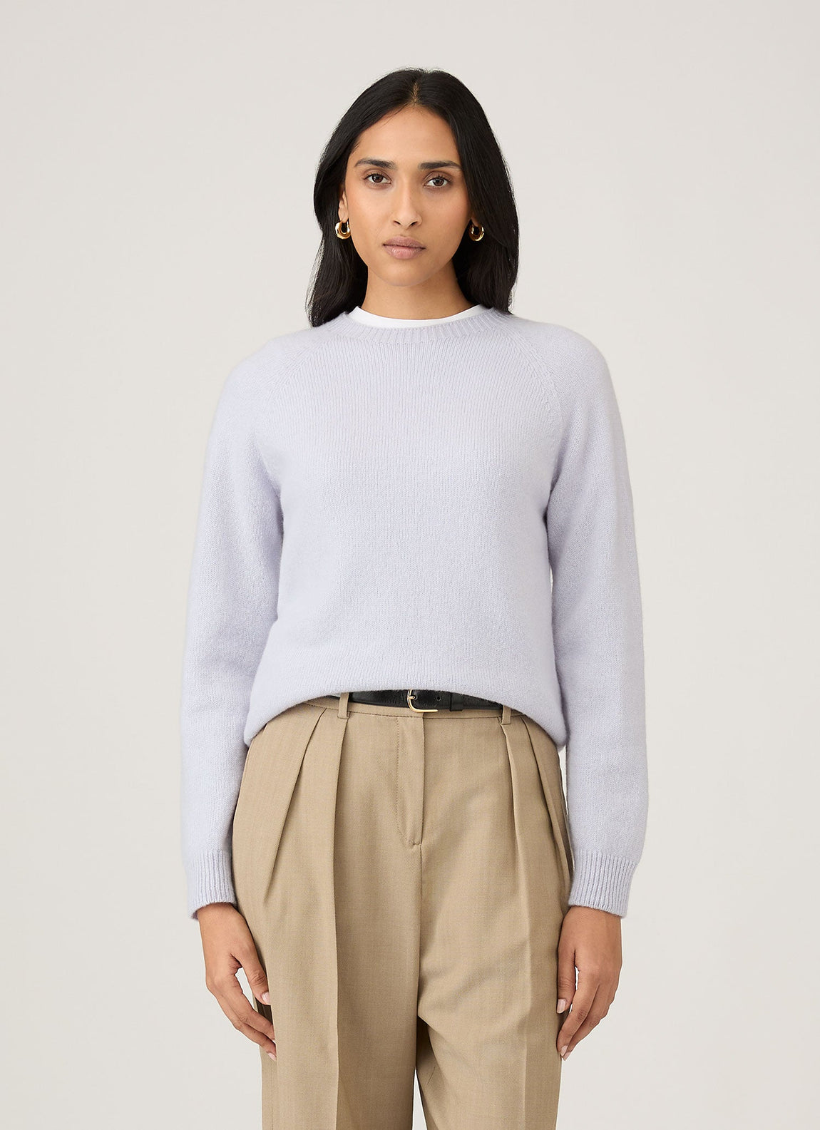 Women's Lambswool Crew Neck Jumper in Ice Blue