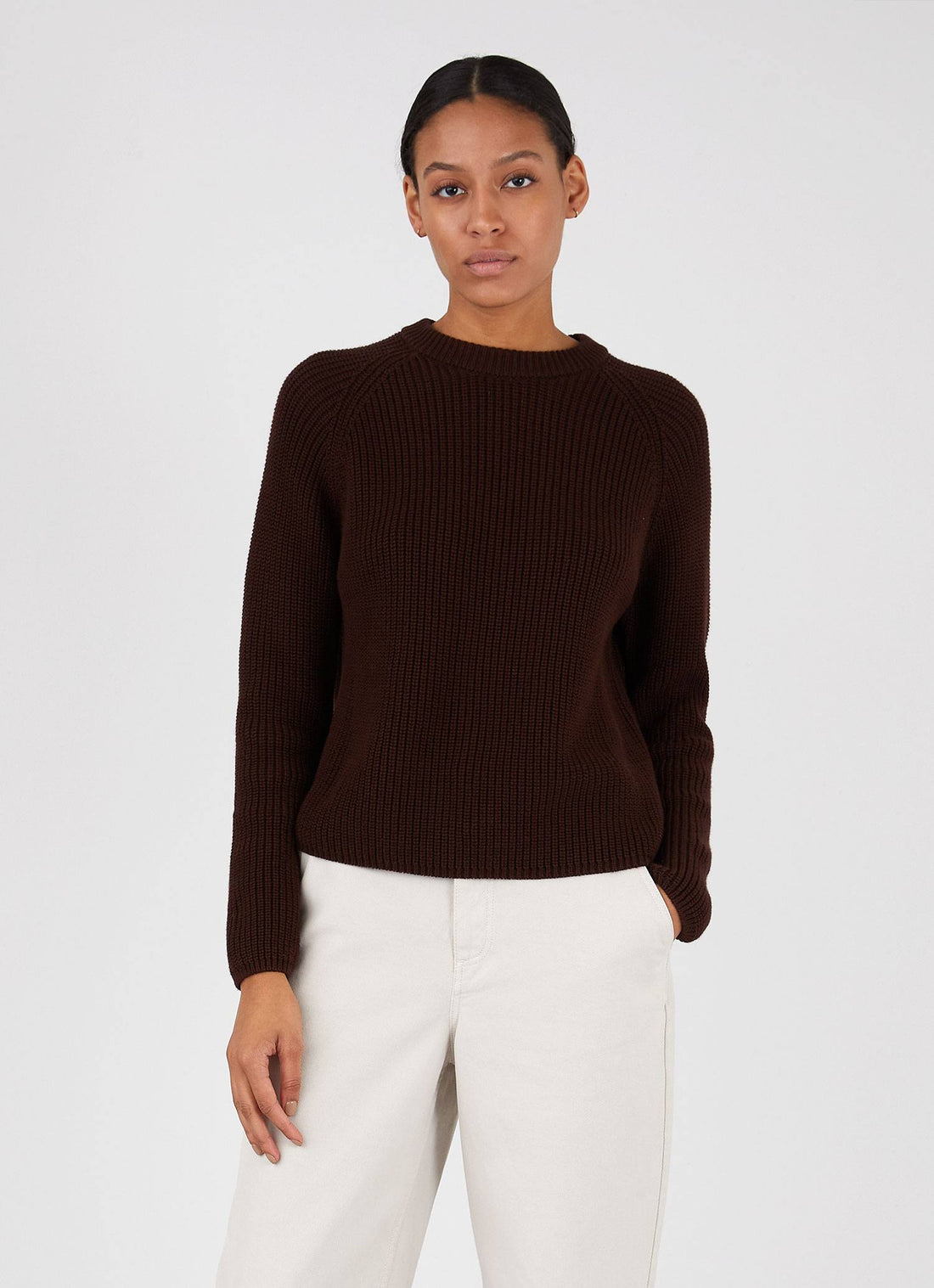 Women's Boxy Crew Neck Jumper in Cocoa