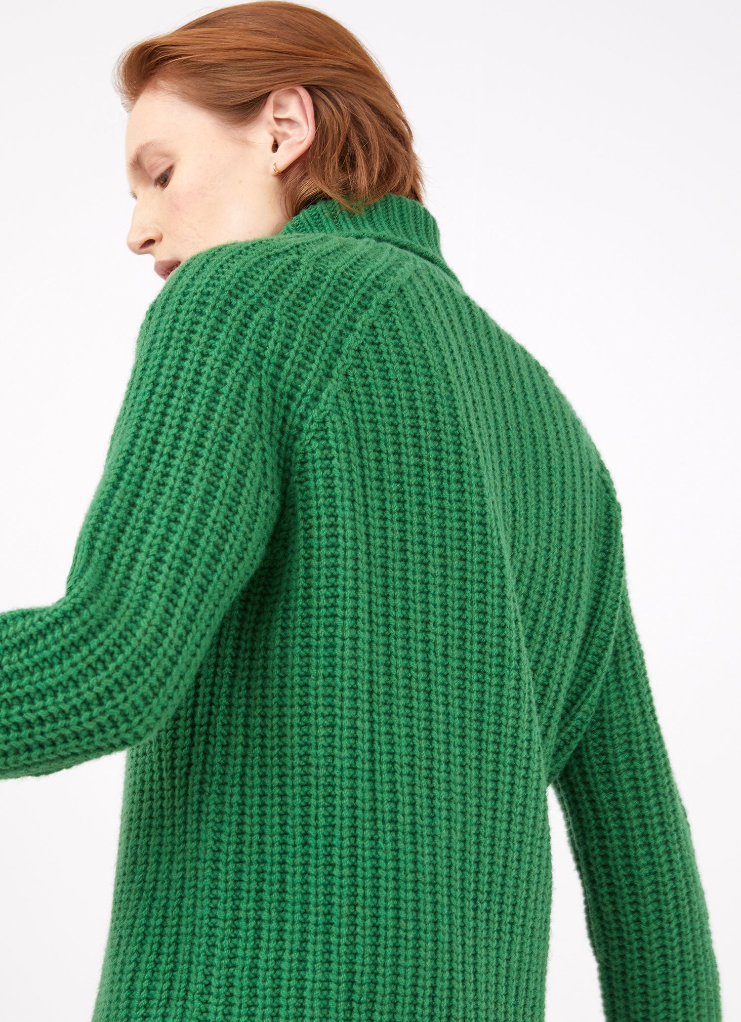 Women's Chunky Roll Neck Jumper in Bright Green