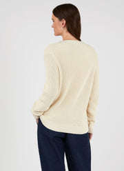 Women's Cotton Cardigan in Ecru