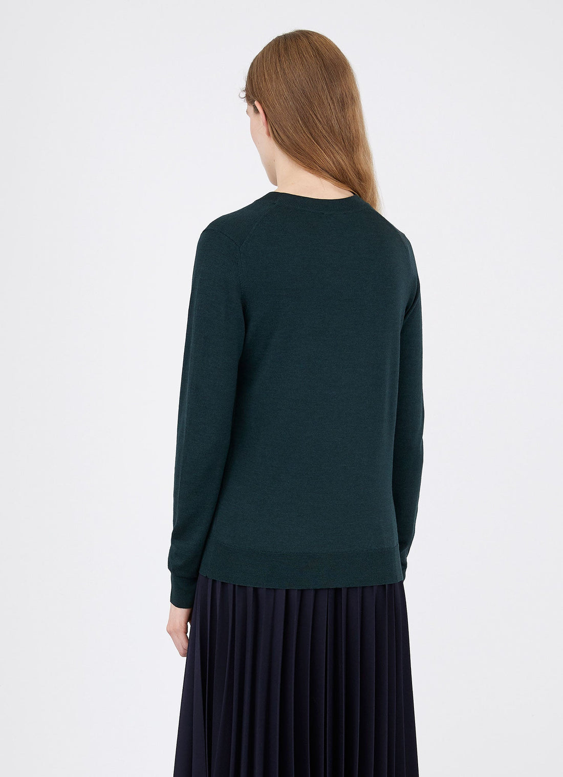 Women's Merino Silk Crew Neck jumper in Forest