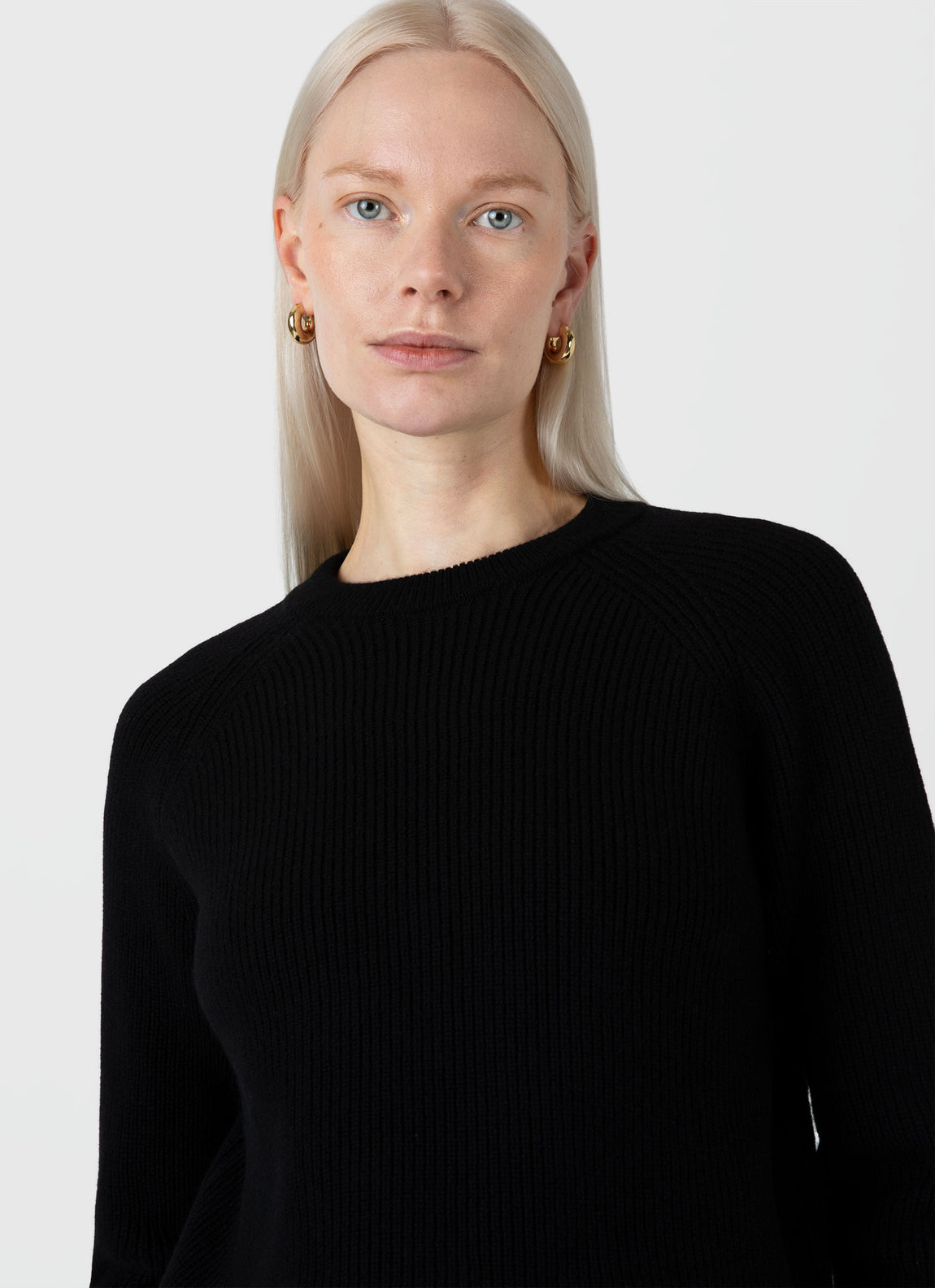 Women's Wool Cashmere Rib Jumper in Black