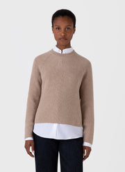 Women's Wool Cashmere Rib Jumper in Oatmeal Melange