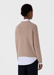 Women's Wool Cashmere Rib Jumper in Oatmeal Melange