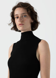 Women's Mulberry Silk Rib Vest Jumper in Black