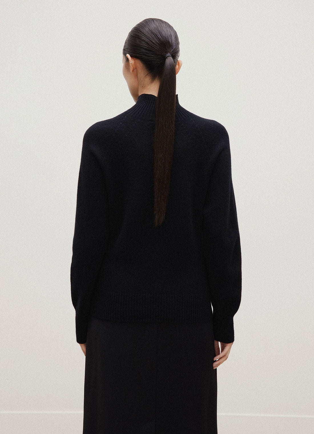 Women's Lambswool Funnel Neck Jumper in Black