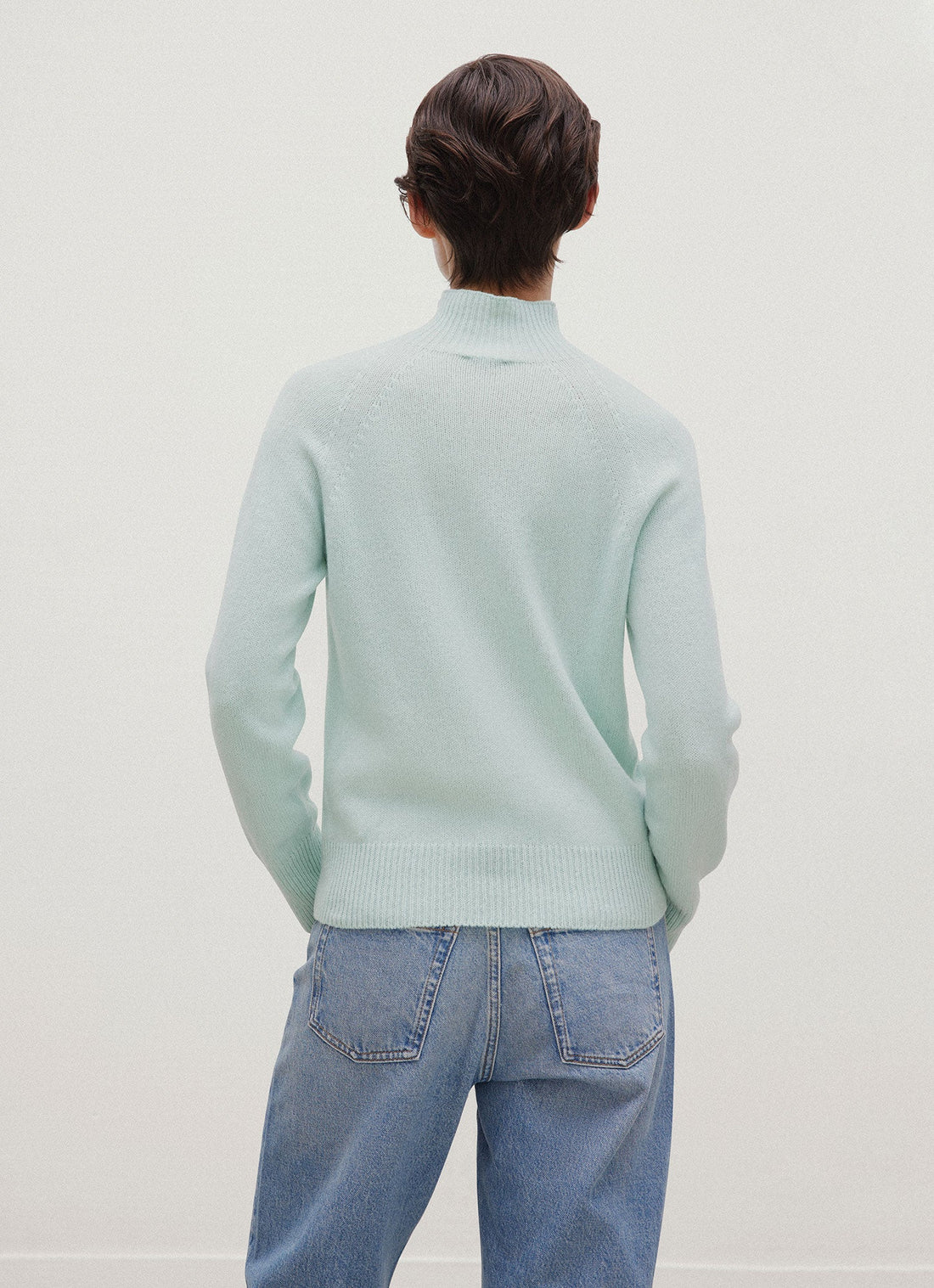 Women's Lambswool Funnel Neck Jumper in Light Green