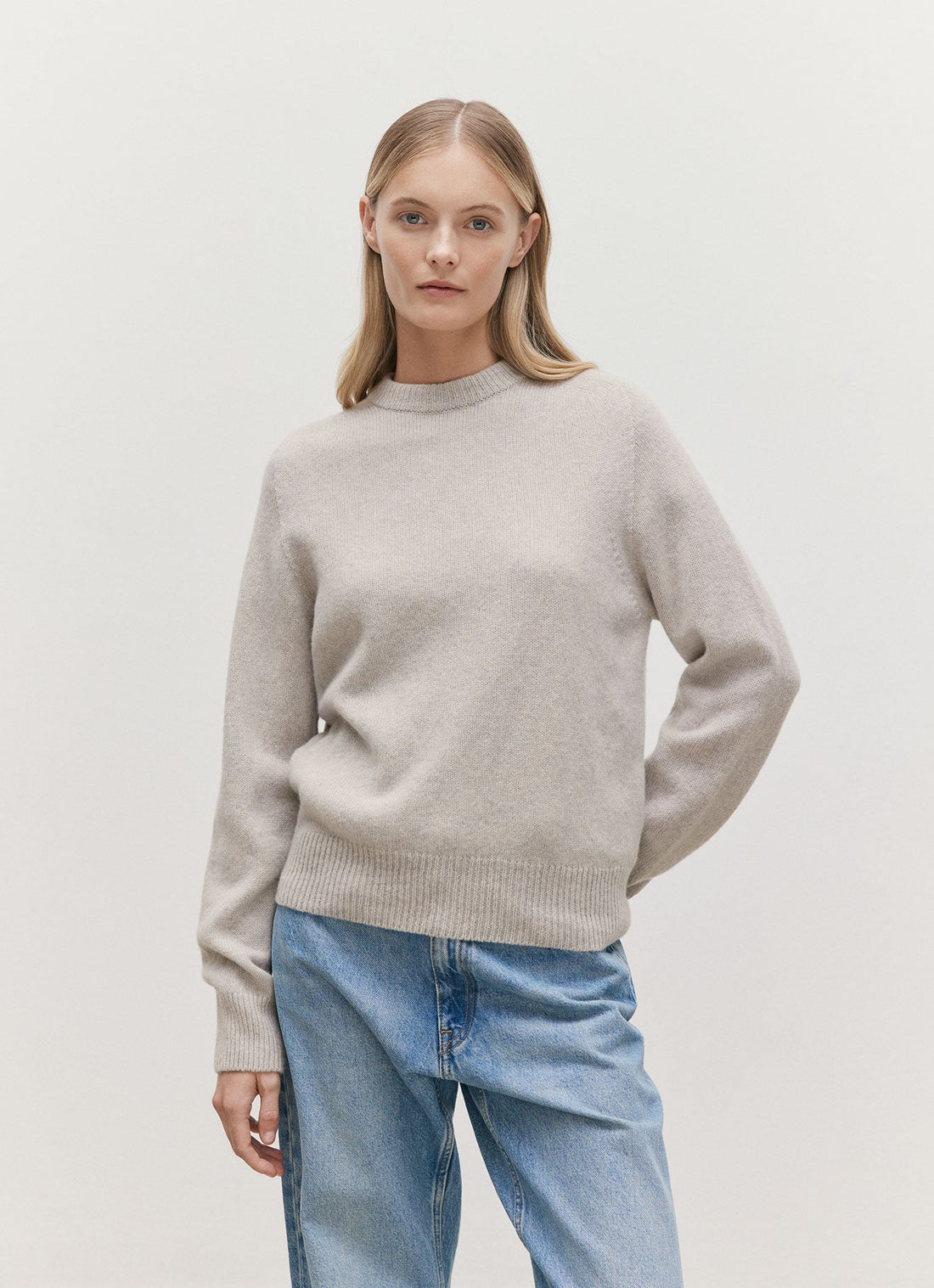 Women's Lambswool Jumper in Dove Grey Melange