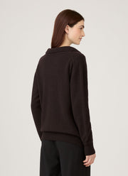 Women's Lambswool Polo Neck Jumper in Truffle