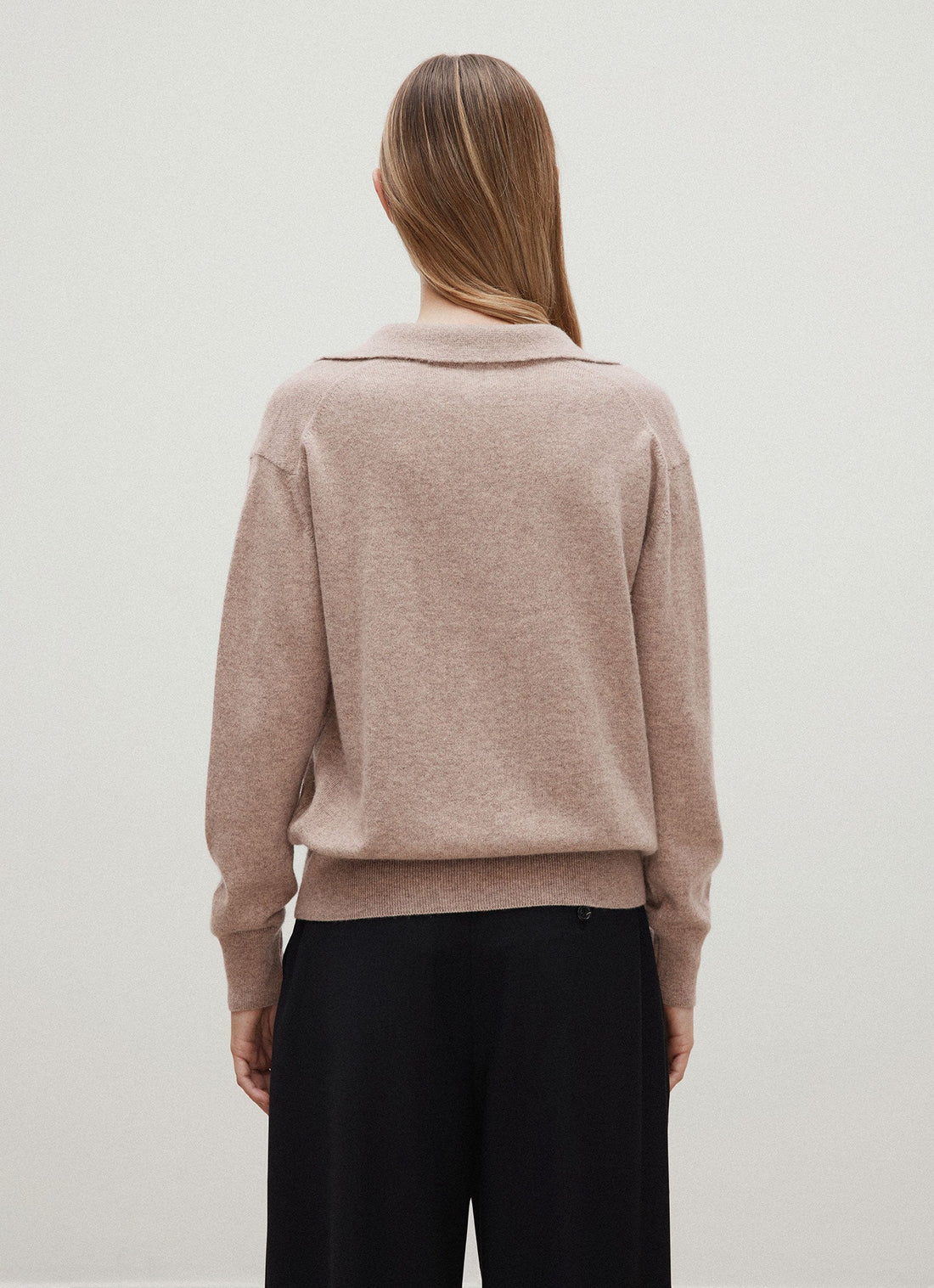 Women's Cashmere Polo Shirt in Mink