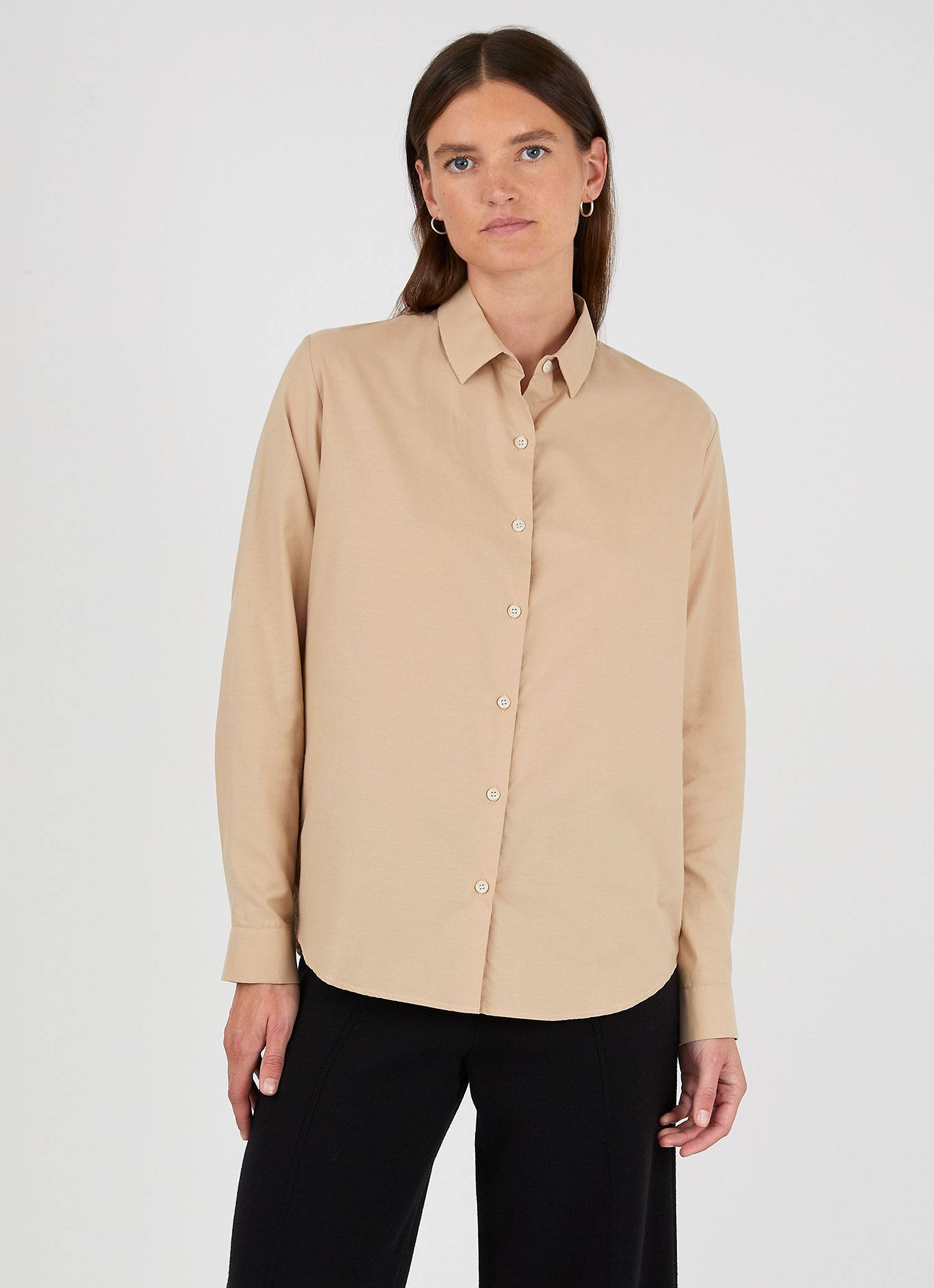 Women's Cotton Shirt in Stone | Sunspel