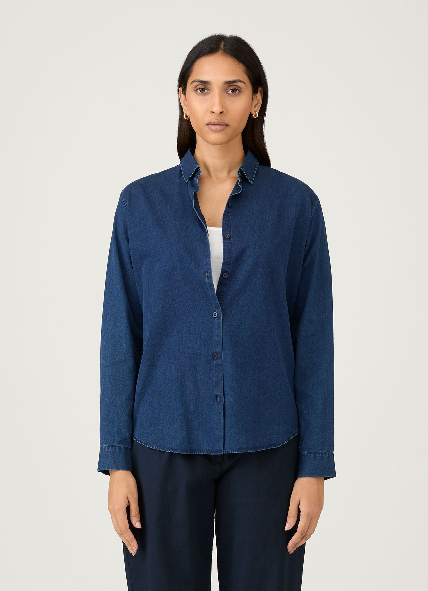 Women's Denim Shirt in Indigo | Sunspel