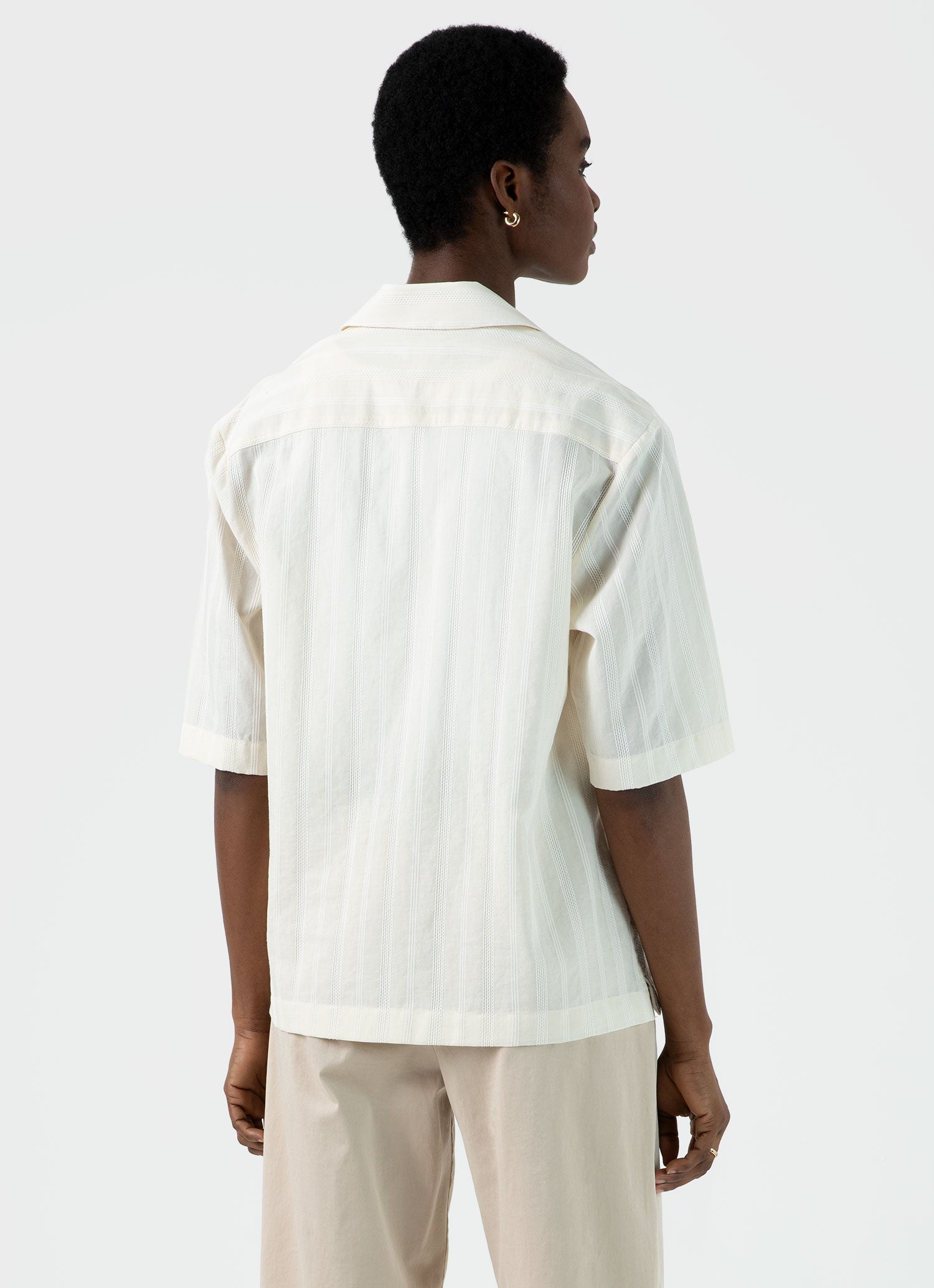Women's Camp Collar Shirt in Ecru | Sunspel