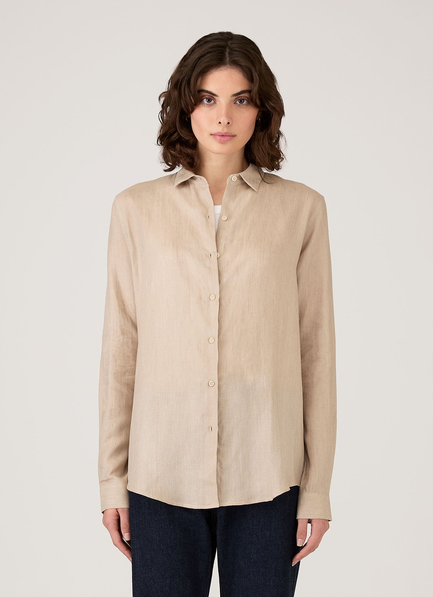 Women's Linen Shirt in Hazelwood | Sunspel