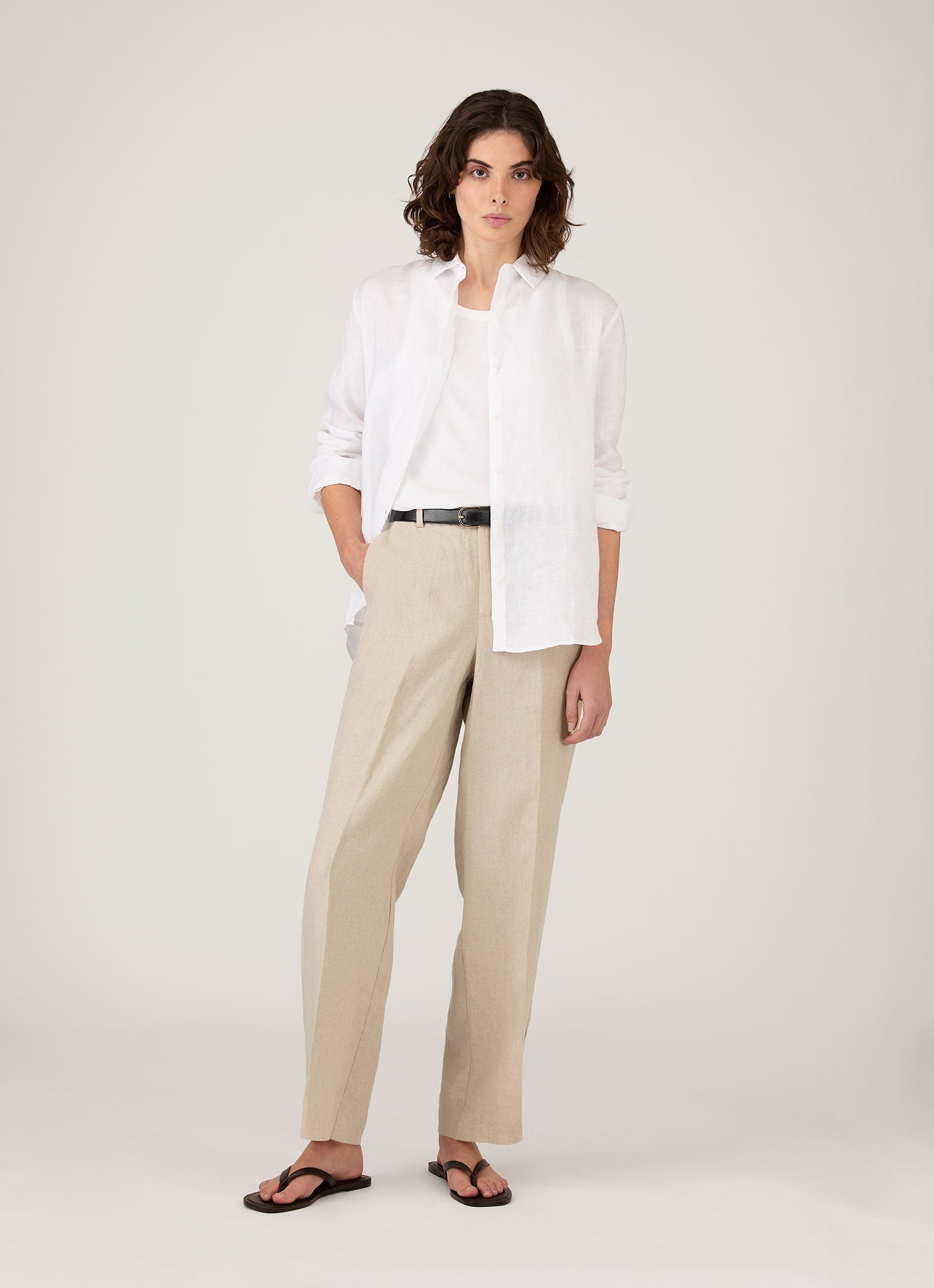 Women's Linen Shirt in White | Sunspel