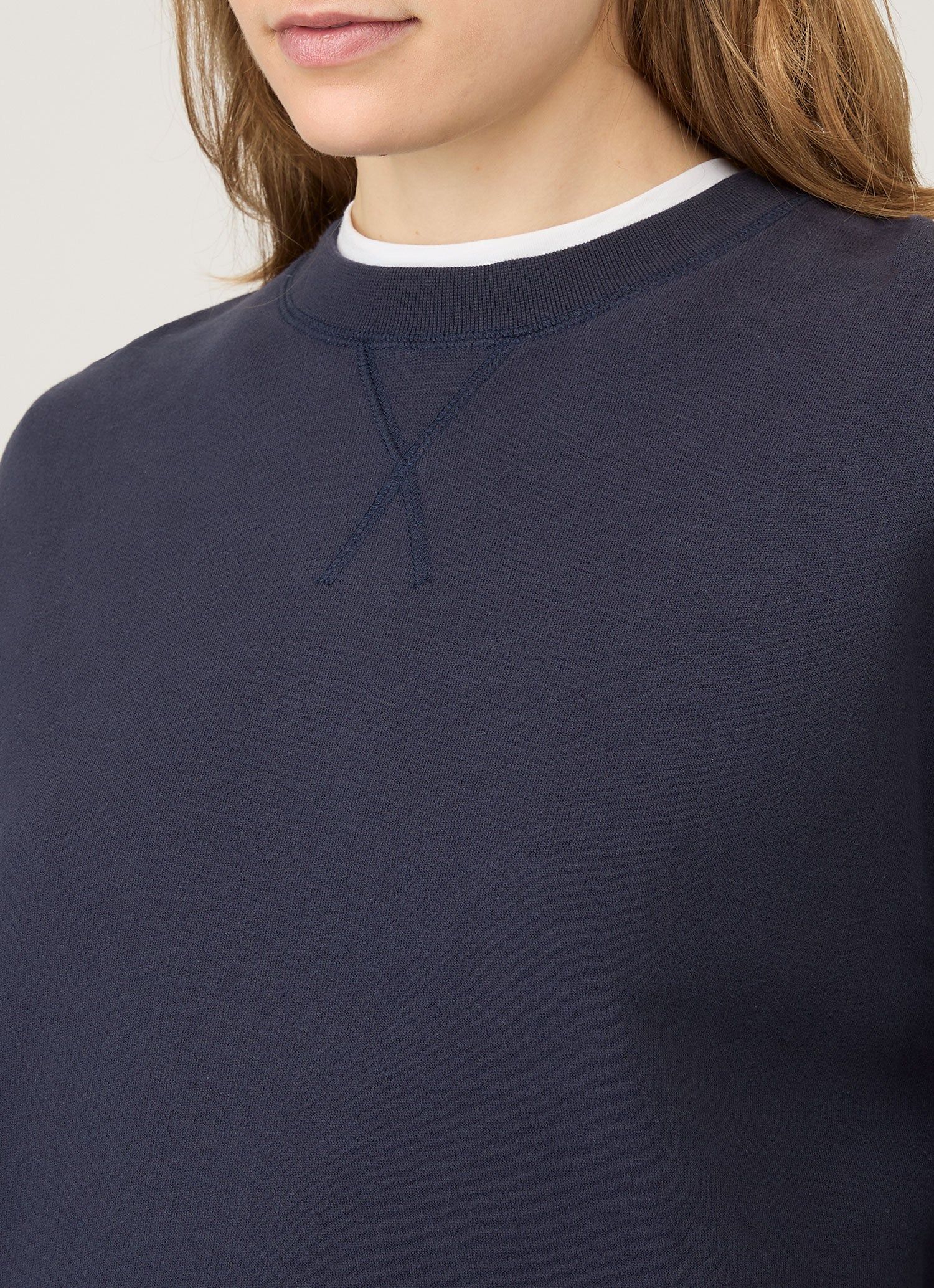SUNSPEL  WOMEN’S COTTON LOOPBACK Women's Relaxed Loopback Sweatshirt in Navy | Sunspel