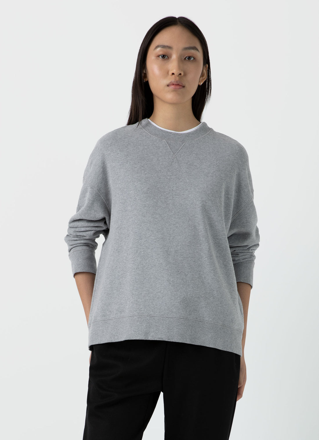 Women's Relaxed Loopback Sweatshirt in Grey Melange